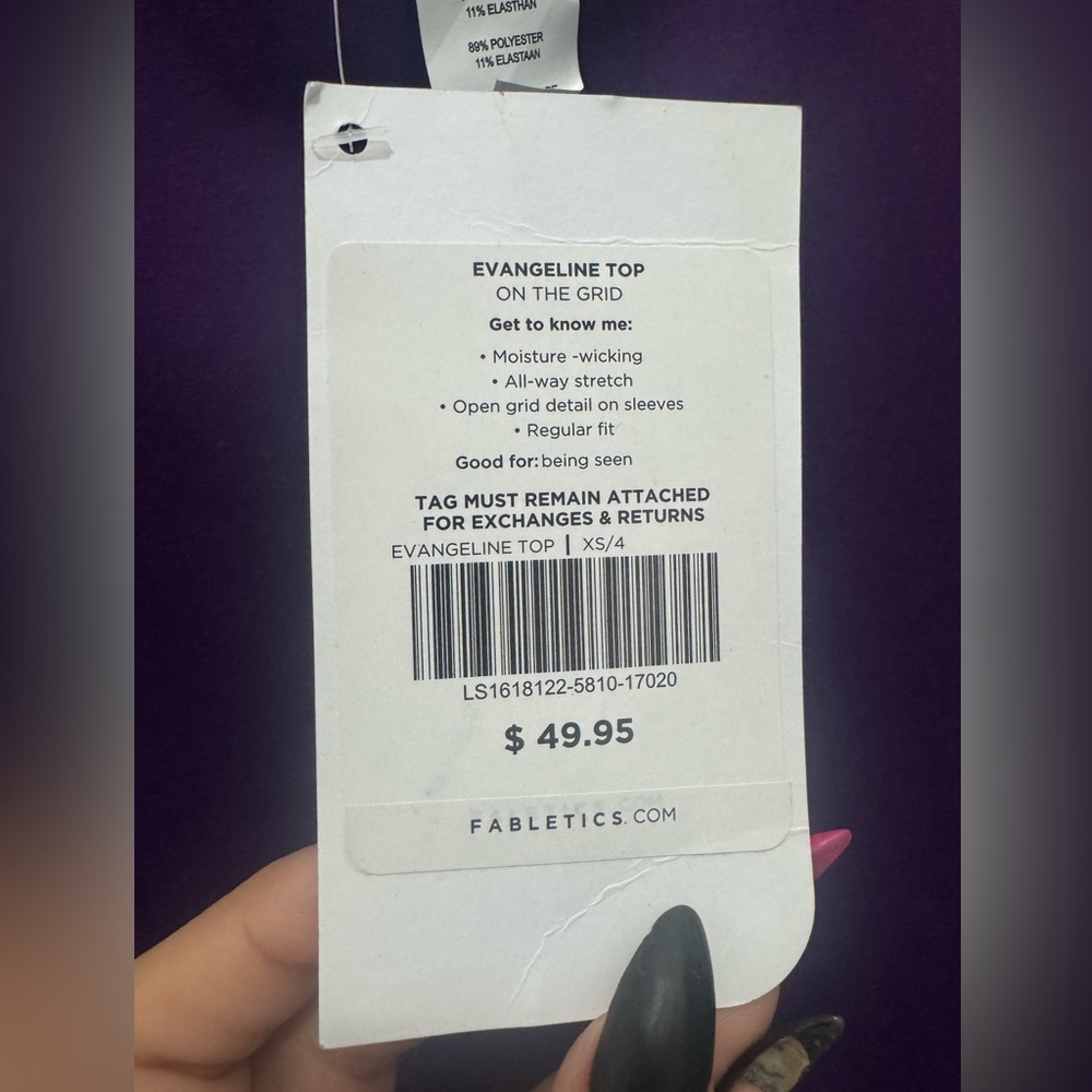 Fabletics Purple Long-Sleeve Top with Ladder Cutout Sleeves - Picture 4 of 7